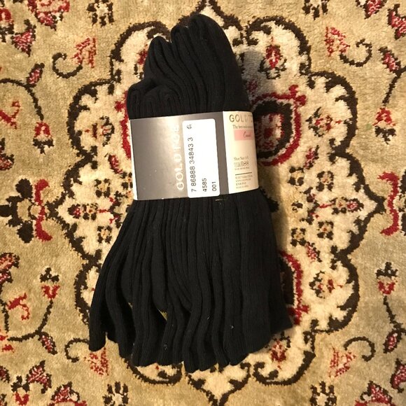 Gold Toe Ladies Ribbed Crew Socks – 6 Pair Pack, Black | Comfort & Style - Picture 2 of 6